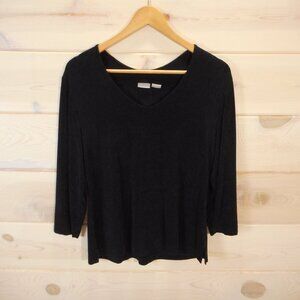 Chico's Travelers size 1 US size 8 / 10 Women's Black V-Neck Top Slinky Knit